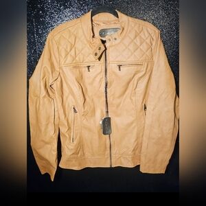 Cavalini Size 1x Brown Faux Leather Jacket